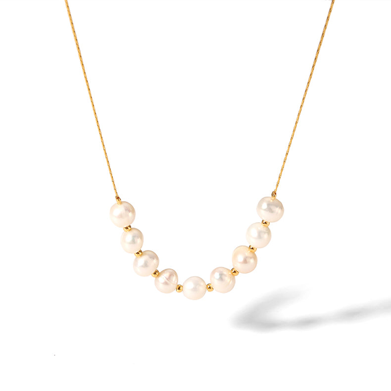18K Gold Plated Stainless Steel Freshwater Pearl Necklace