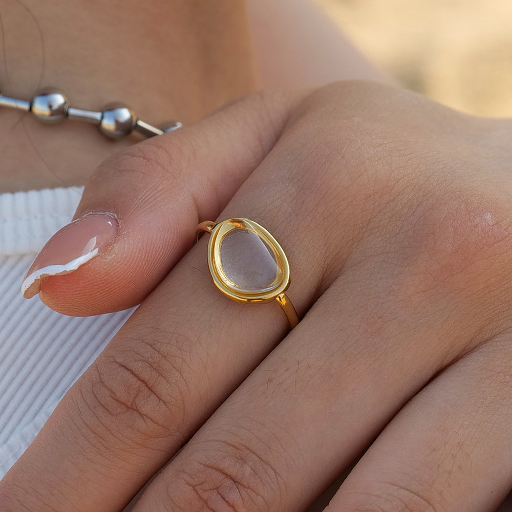 Band women resin filled stainless steel ring