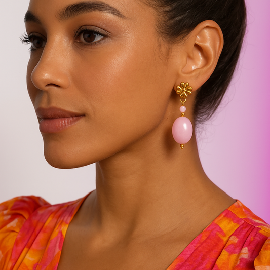 Blair - 14K Gold-Plated Stainless Steel with Natural Stone Earrings