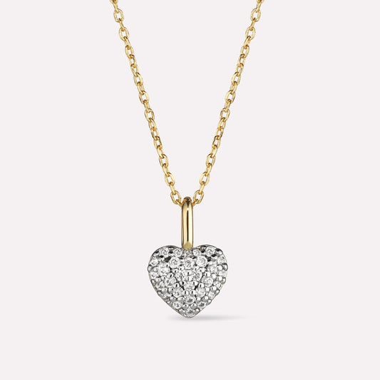 Cara Heart Necklace - Gold-Plated Stainless Steel Copper with Artificial Diamonds