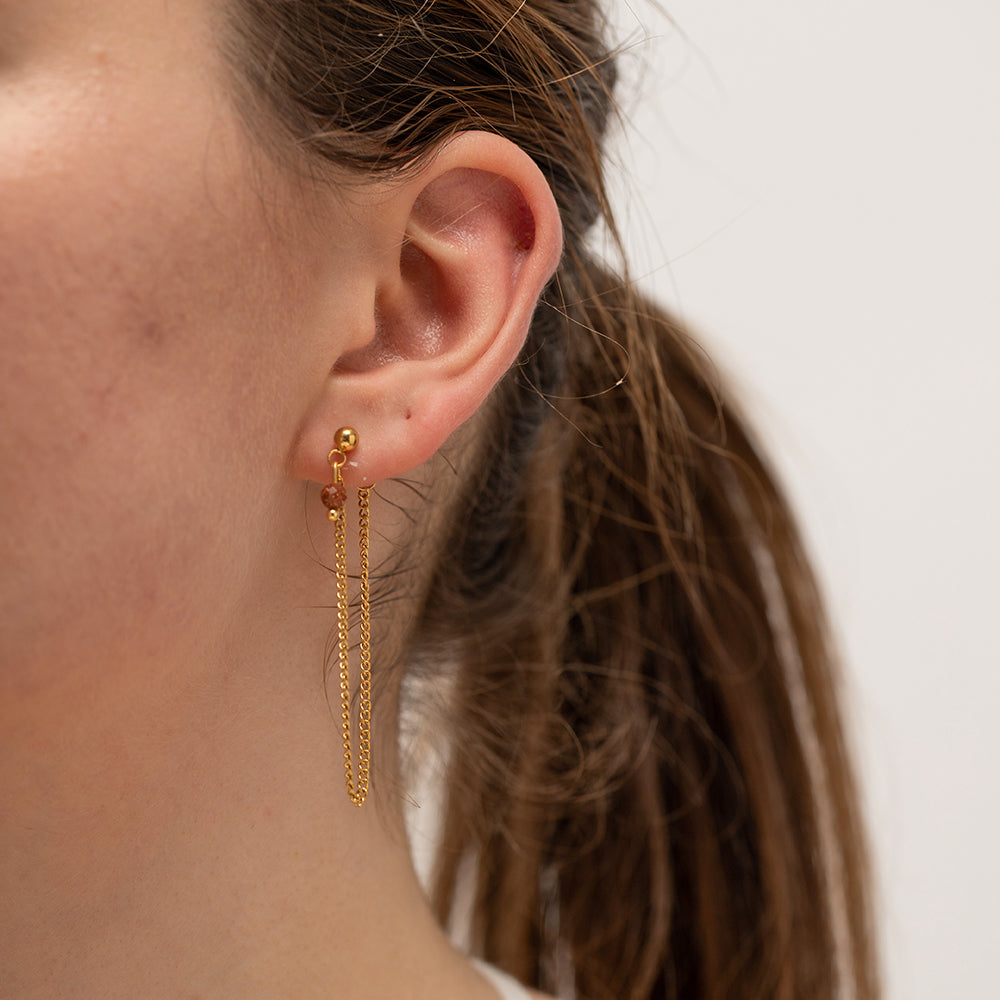 Chain earrings 18k gold plated stainless steel hoops