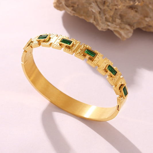 Cleopatra Bracelet - 18K Gold-Plated Stainless Steel with Glass Stone Inlay
