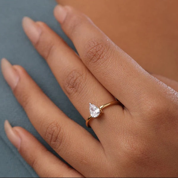 Diamond Ring Stainless Steel Gold Plated