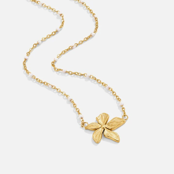 Floral stainless steel necklace