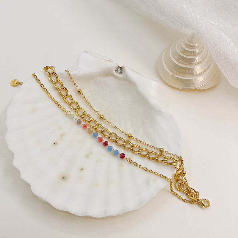 Gold Plated Stainless Steel Layered Bracelet Women