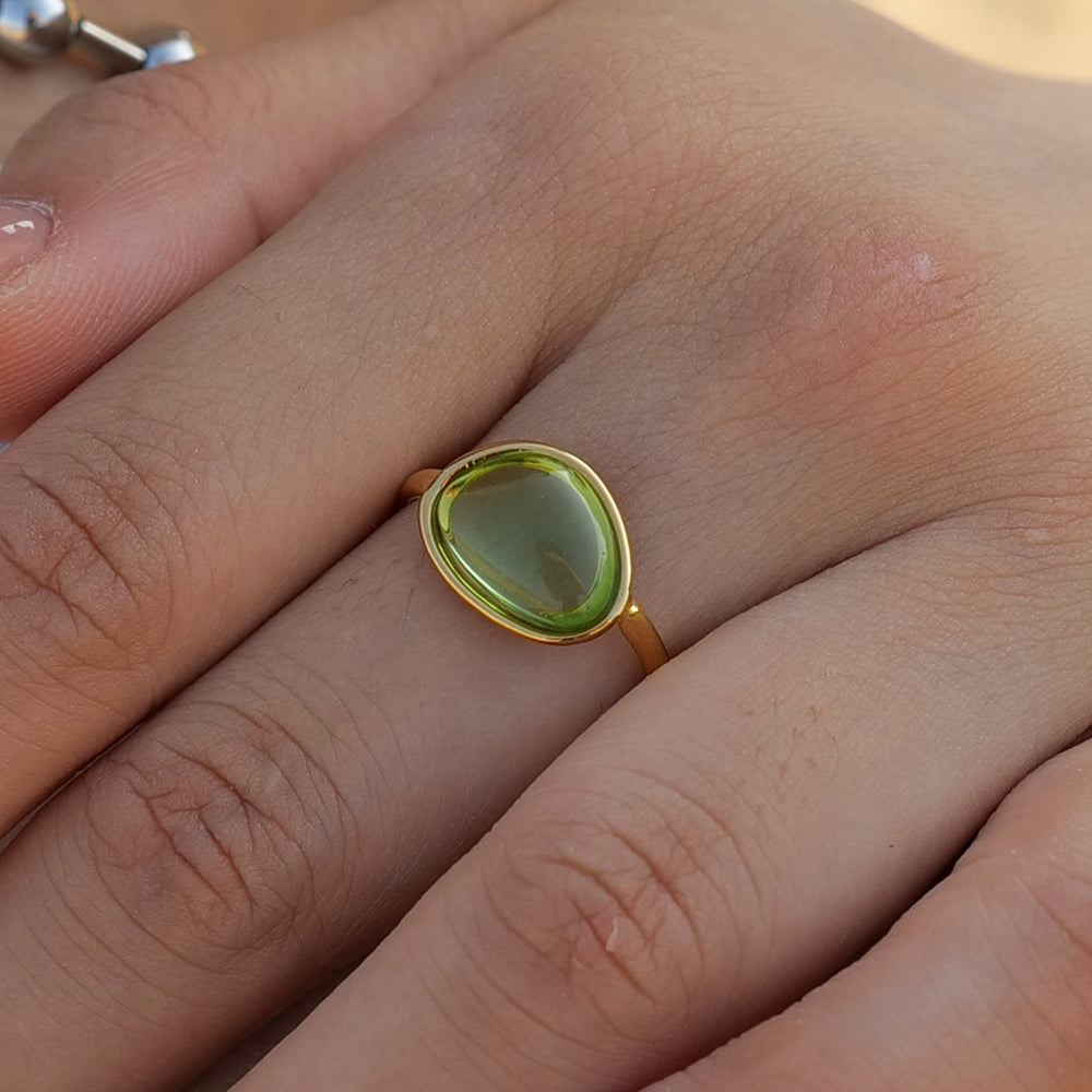 Gold women resin filled stainless steel ring