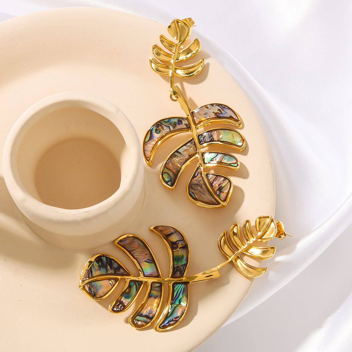 Palm Leaf 18K Gold Plated Palm Stainless Steel Earring