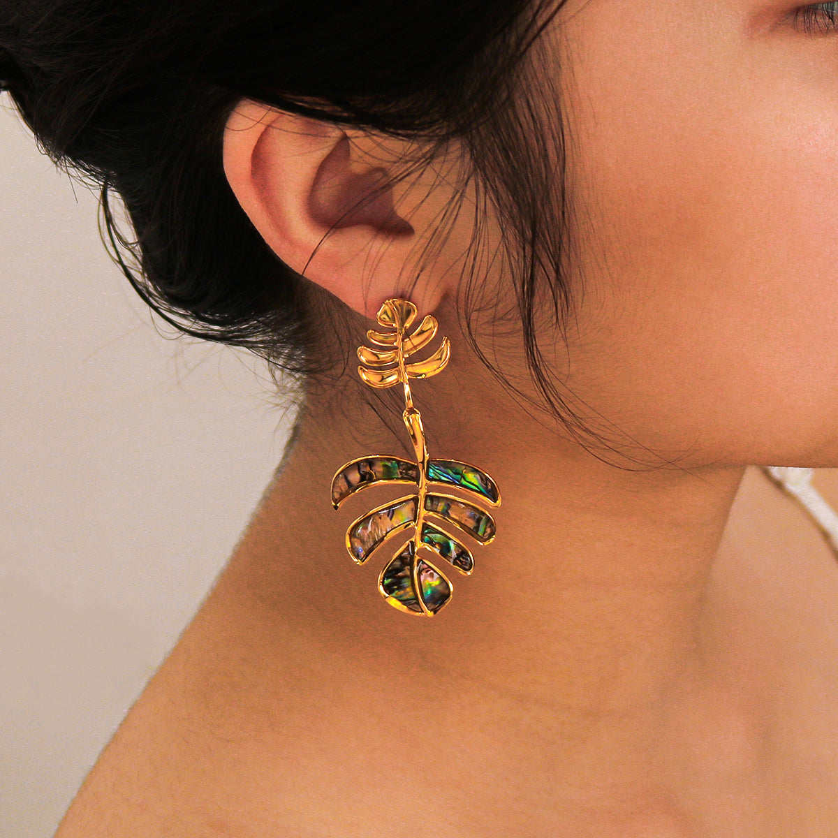 Palm Leaves 18K Gold-Plated Palm Stainless Steel Earrings