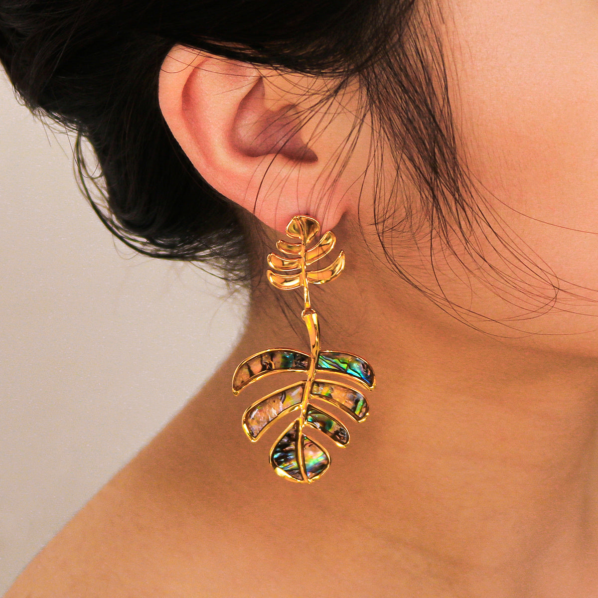 Palm Leaves 18K Gold Plated Palm Stainless Steel Earrings