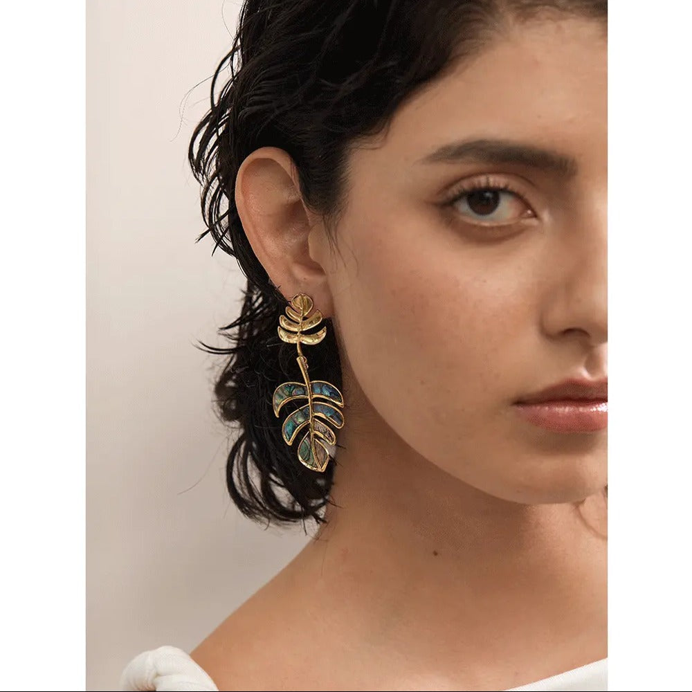 Palm Leaves 18K Gold Plated Stainless Steel Earrings