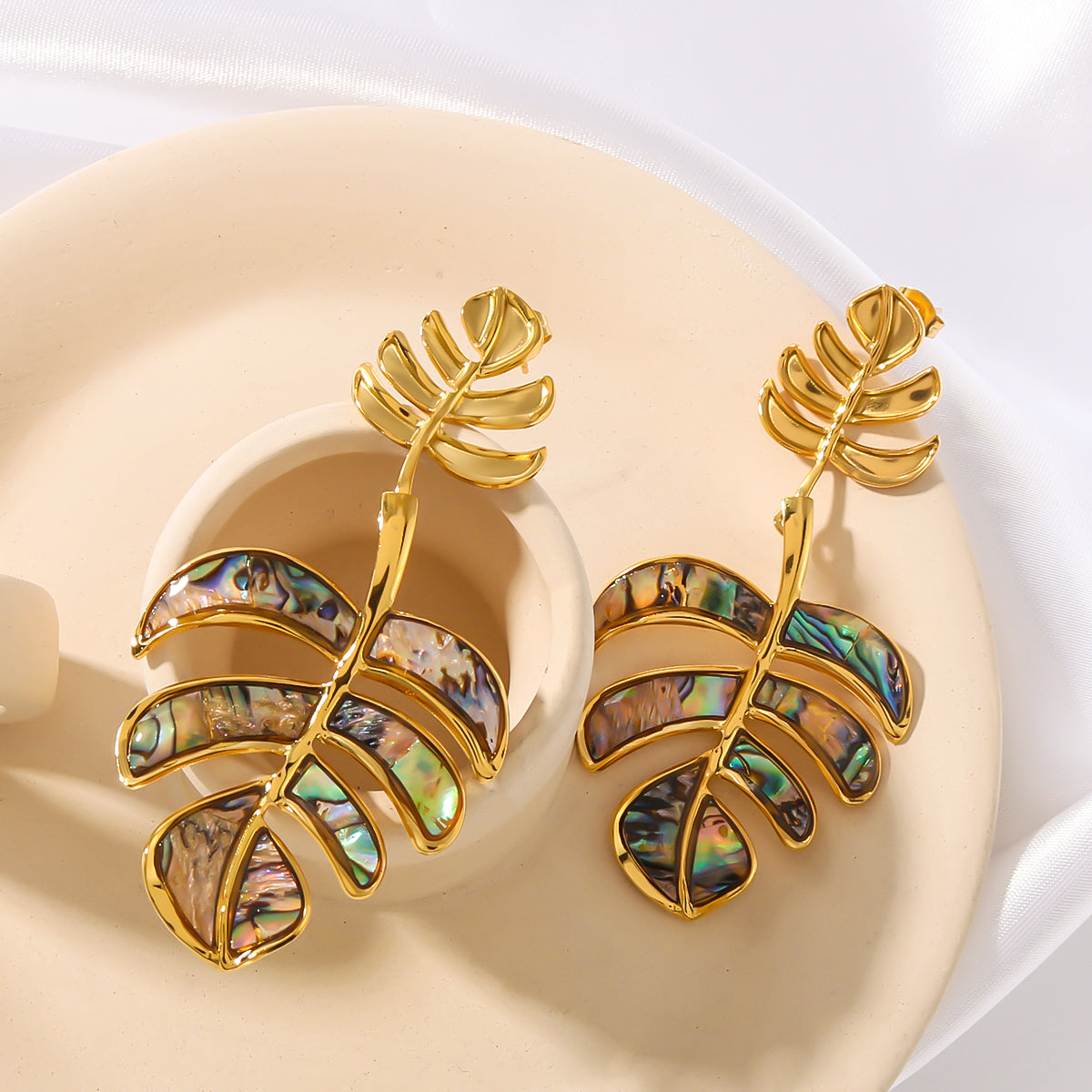 Palmera - 18K Gold-Plated Palm Stainless Steel Earrings