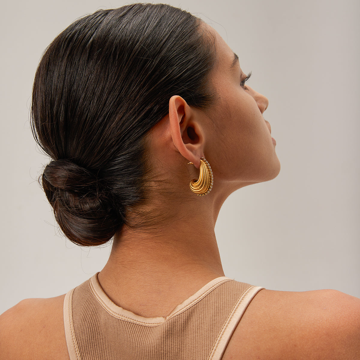 Stainless steel 18k gold drop earrings for ladies