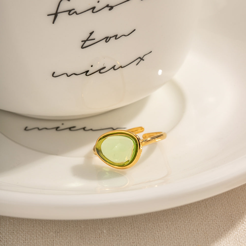 Statement women resin filled stainless steel ring