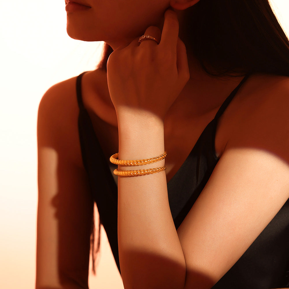 Steel 18K Gold Plated Bangle