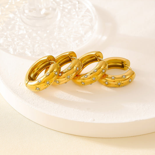 Stellar Hoop Earrings – 18K Gold-Plated Stainless Steel
