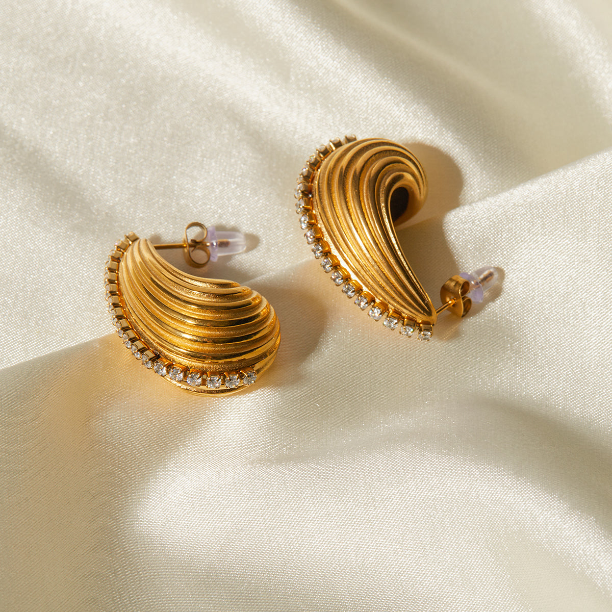 Stud stainless steel 18k gold drop earrings