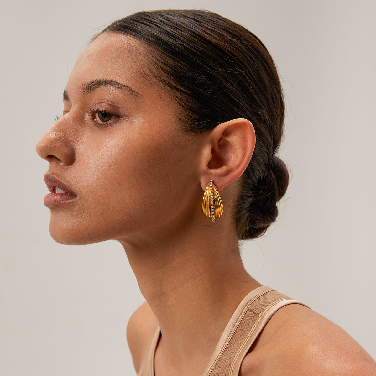 Stud women stainless steel 18k gold drop earrings