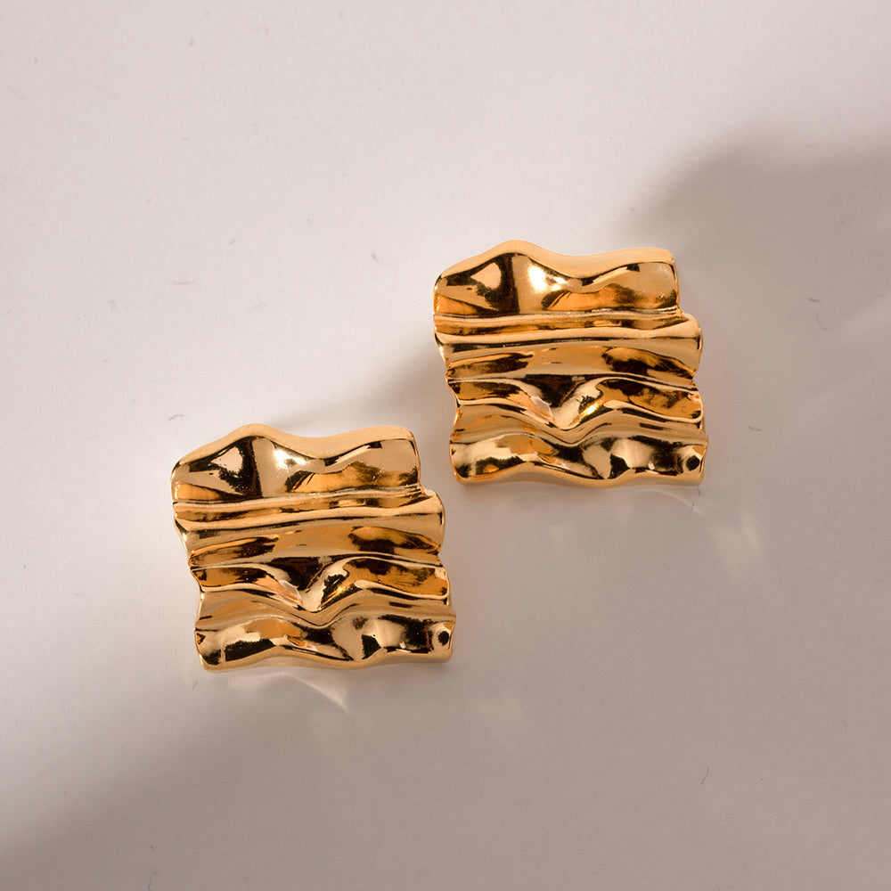 Women Square Earrings 18K Gold Plated Stainless Steel