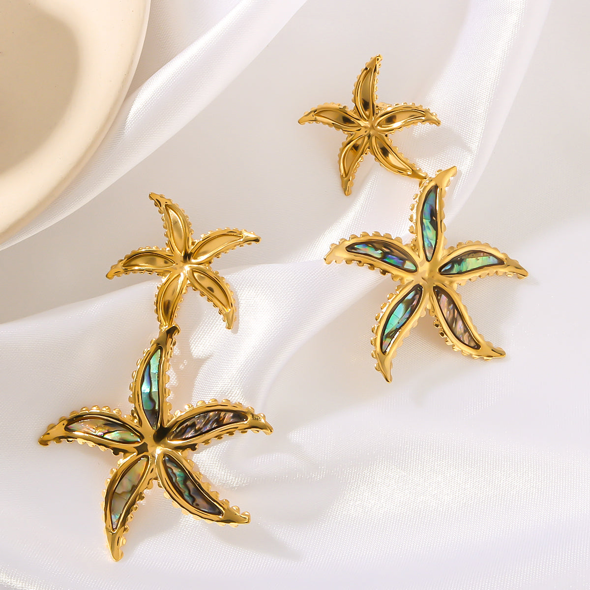 Women Starfish Gold Stainless Steel Earrings