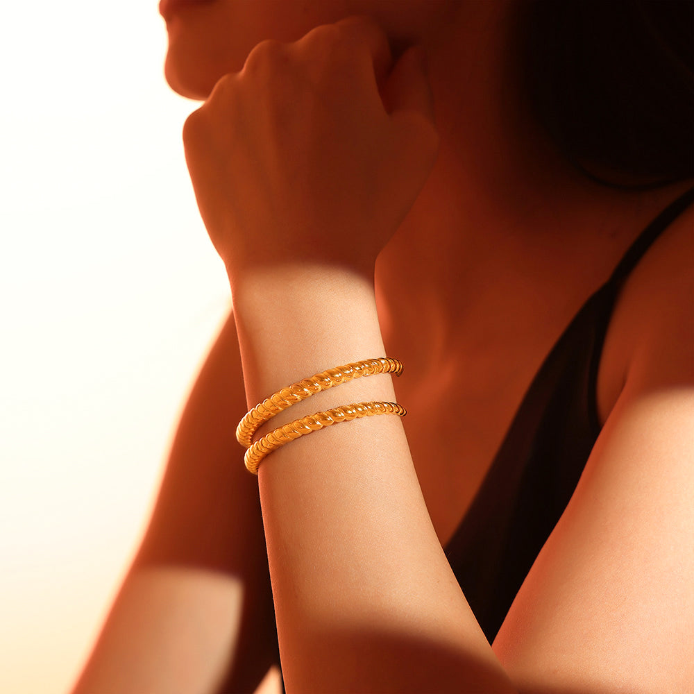 Women Steel 18K Gold-Plated Bangles