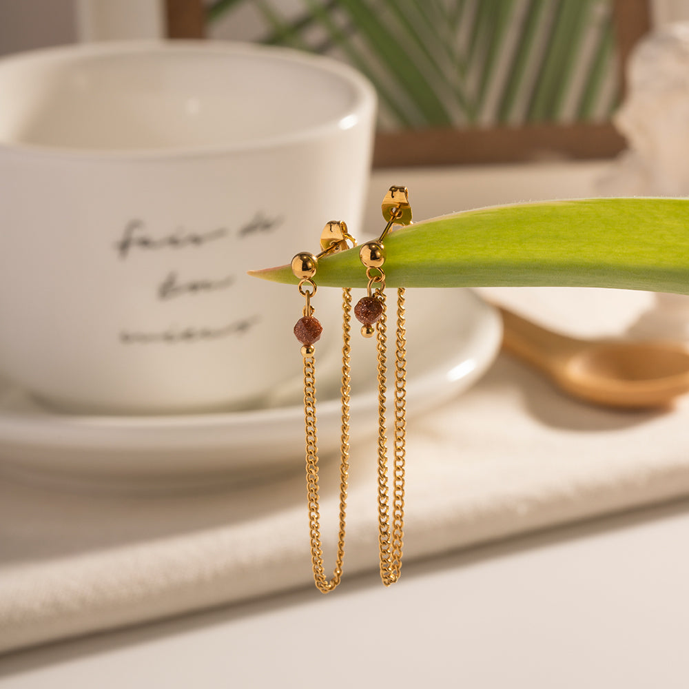Women chain earrings 18k gold plated stainless steel
