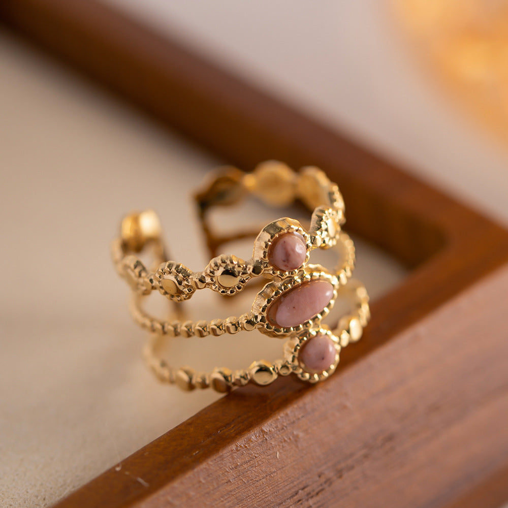 Women gold plated stainless steel open ring