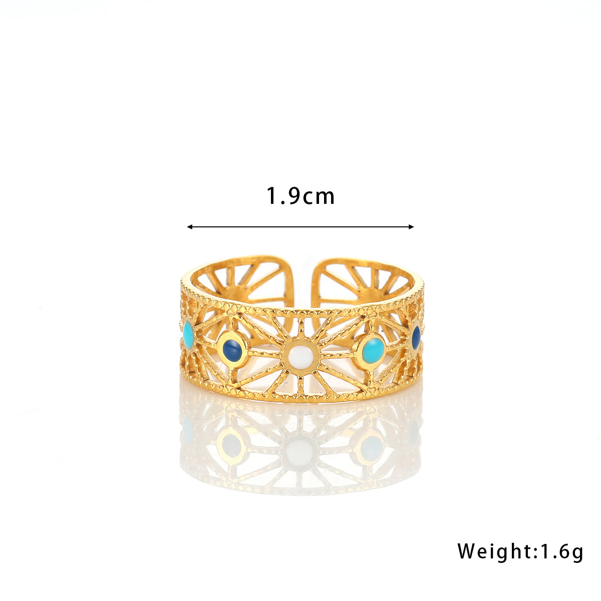 Women stainless steel 18k gold open ring band