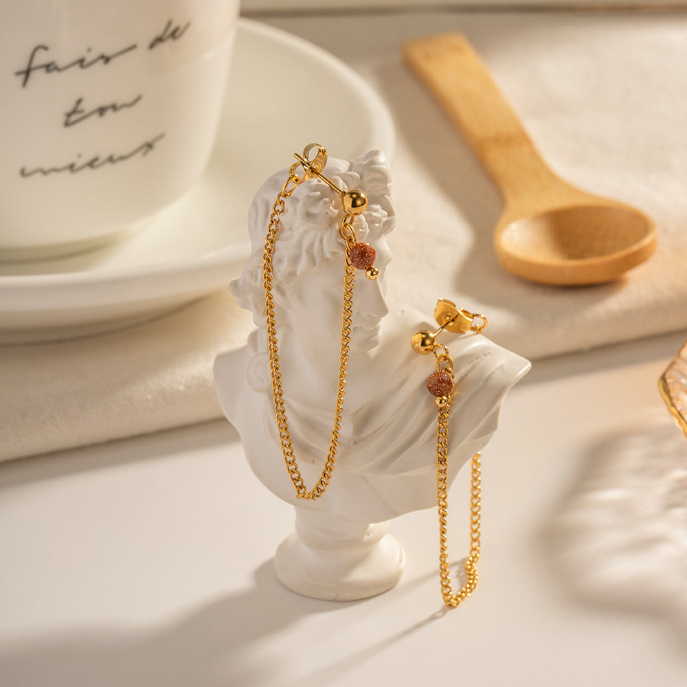 Women tassel earrings 18k gold plated stainless steel
