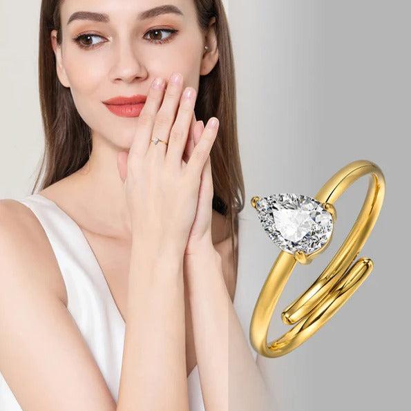 Zircon Ring Stainless Steel Gold Plated