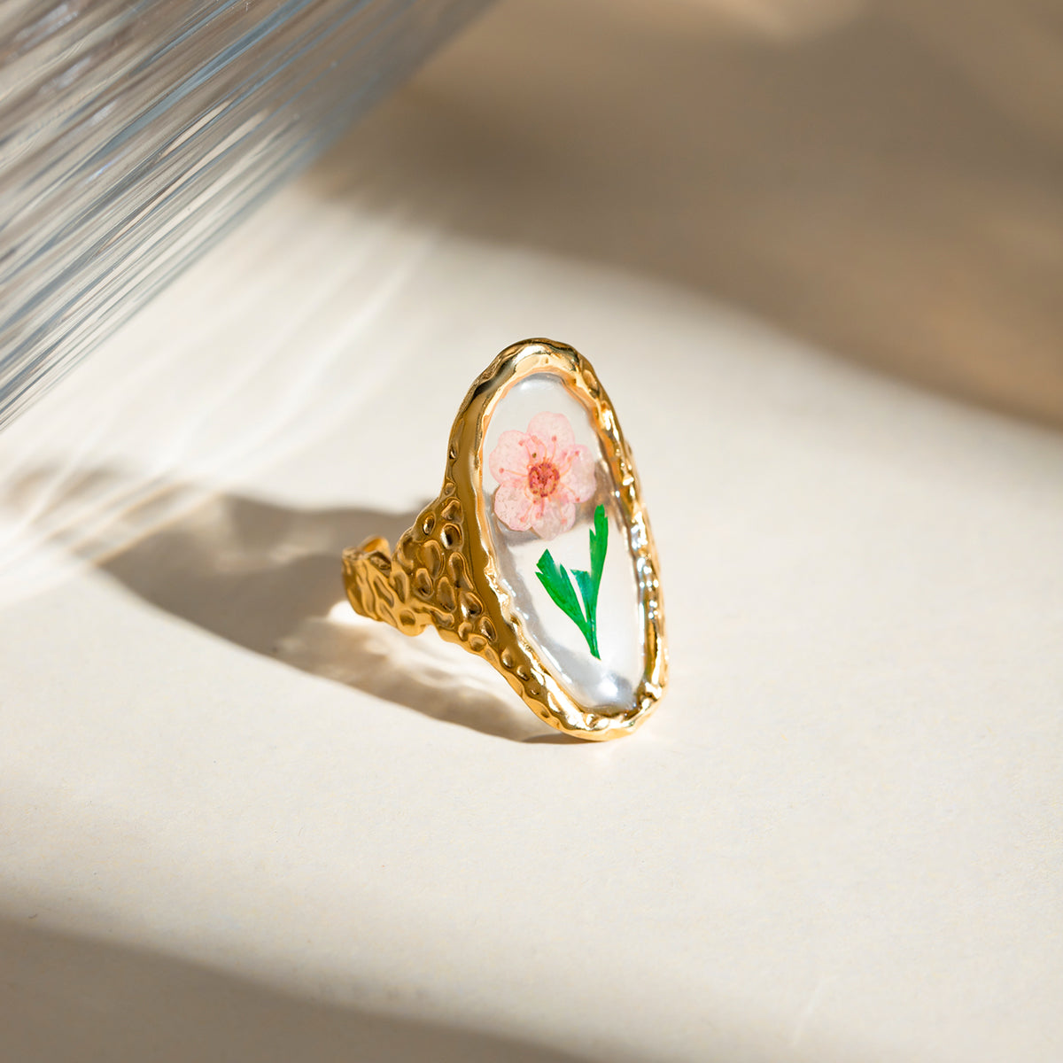 resin art rings stainless steel 18K gold plated