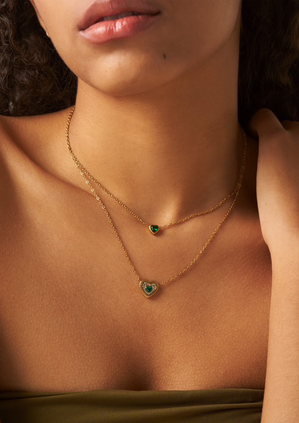 Hazel Heart Two-Layer Necklace - 18K Gold-Plated Stainless Steel