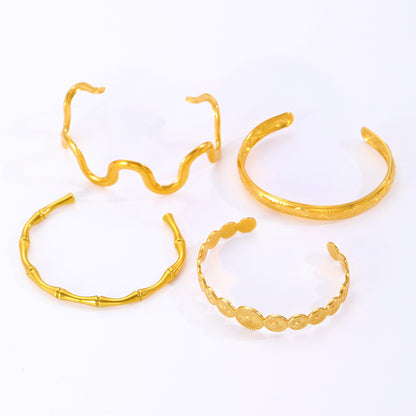 Qarinah Gold Cuff Bangle Set of 4 – 18K Gold-Plated Stainless Steel