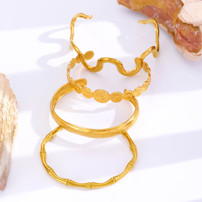 Qarinah Gold Cuff Bangle Set of 4 – 18K Gold-Plated Stainless Steel