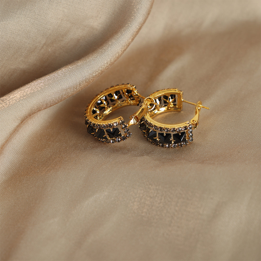 Katrina - 18K Gold-Plated Copper Zircon Chunky Hoop Earrings