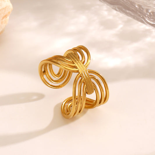 Entwine - 18K Gold-Plated Stainless Steel Geometric Ring