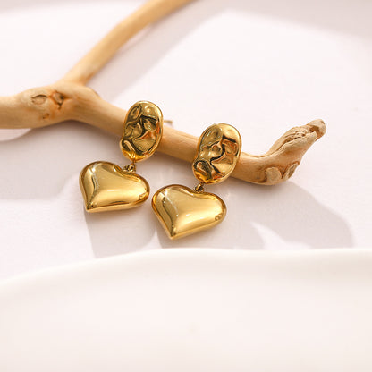 Rhea - 18K Gold-Plated Stainless Steel Heart Earrings