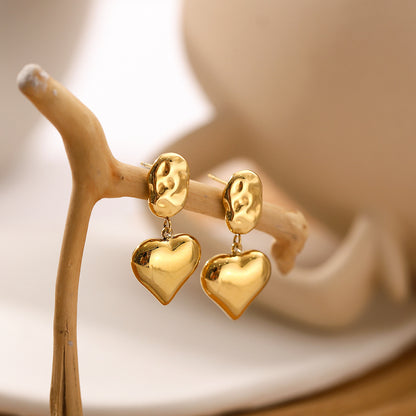 Rhea - 18K Gold-Plated Stainless Steel Heart Earrings