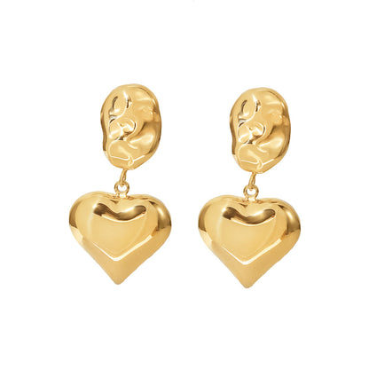 Rhea - 18K Gold-Plated Stainless Steel Heart Earrings