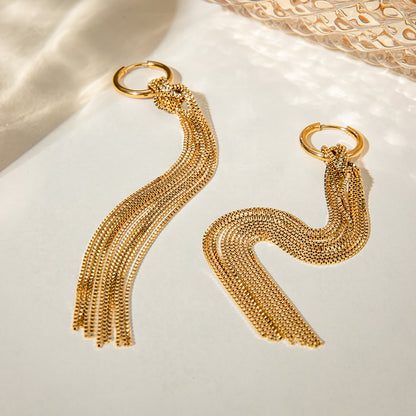 18K Gold-Plated Knot Tassel Earrings