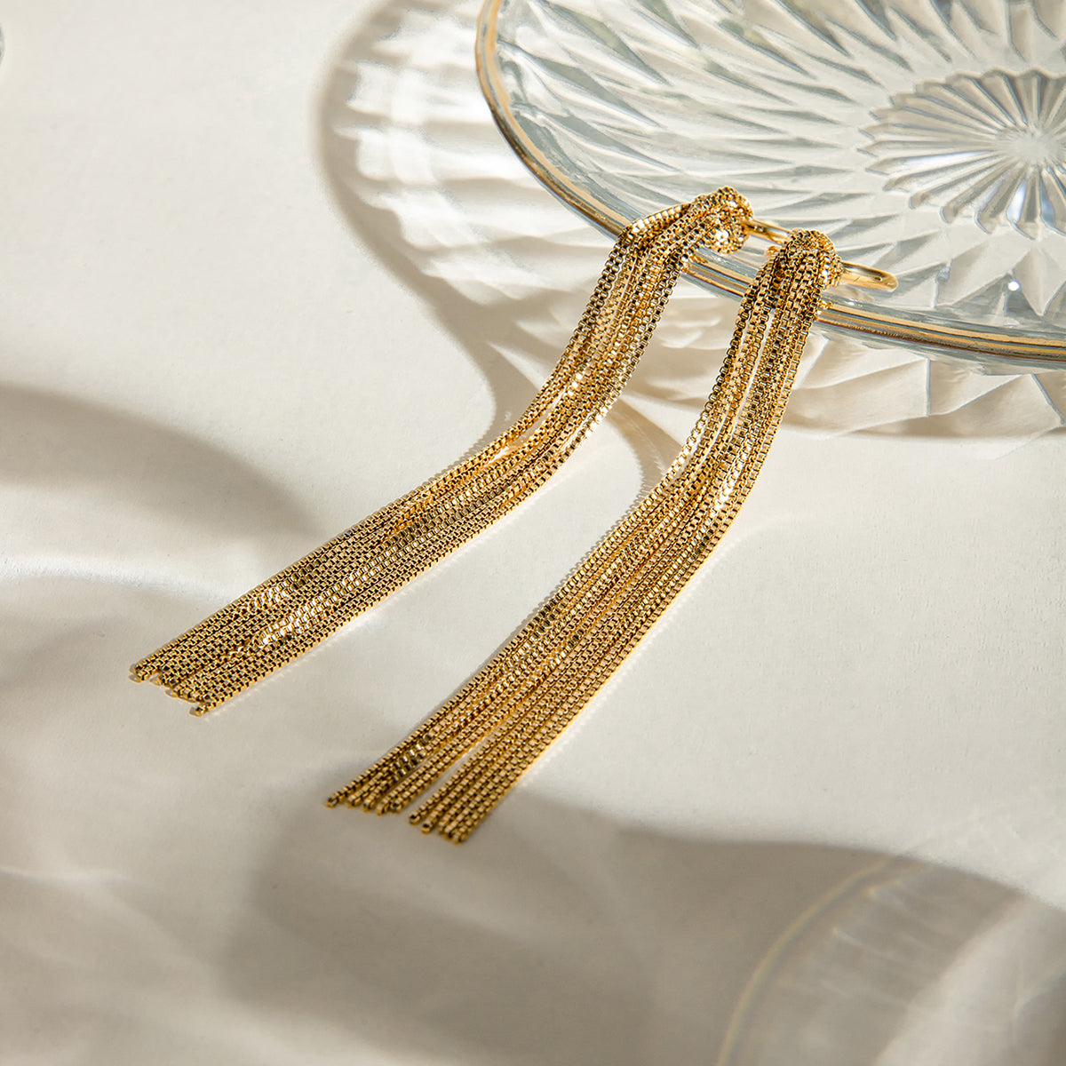 18K Gold Plated Long Tassel Earrings