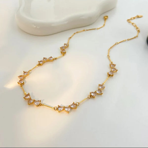 18K Gold Plated Stainless Steel Hearts Necklace