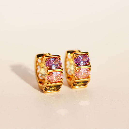 Prism - 24K Gold-Plated Brass Zircon Reversible Earrings