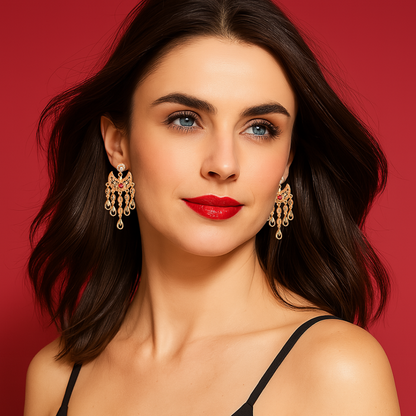 Astraea - 18K Gold-Plated Copper Moon Chandelier Earrings