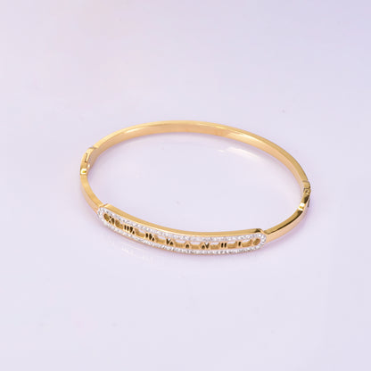 Decima - 18K Gold-Plated Stainless Steel Rhinestone Roman Numeral Bangle