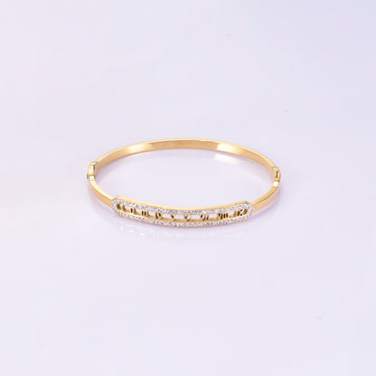 Decima - 18K Gold-Plated Stainless Steel Rhinestone Roman Numeral Bangle