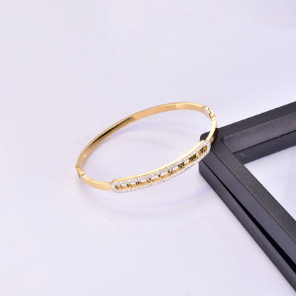 Decima - 18K Gold-Plated Stainless Steel Rhinestone Roman Numeral Bangle