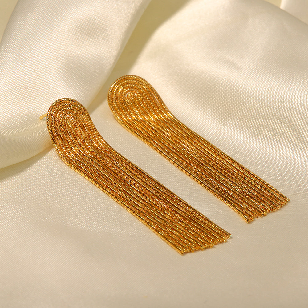 Girls golden tassel party wear earrings