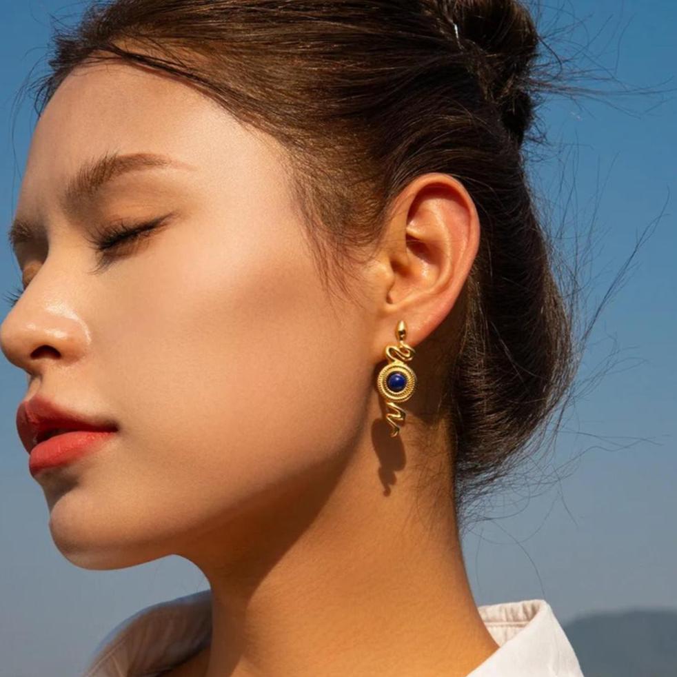 Girls stainless steel snake earrings