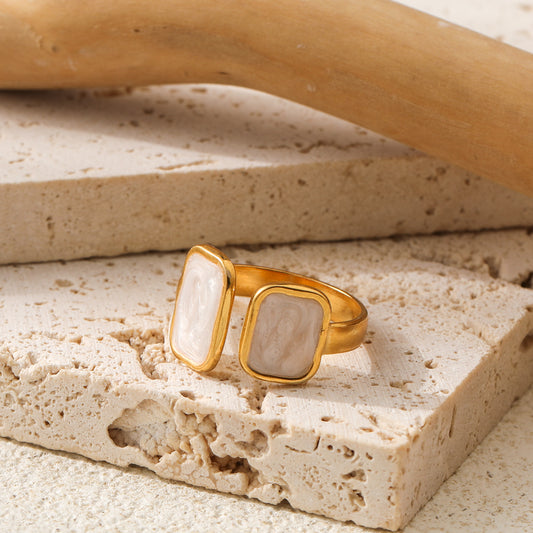 Quadra - Gold-Plated Stainless Steel Open Square Ring