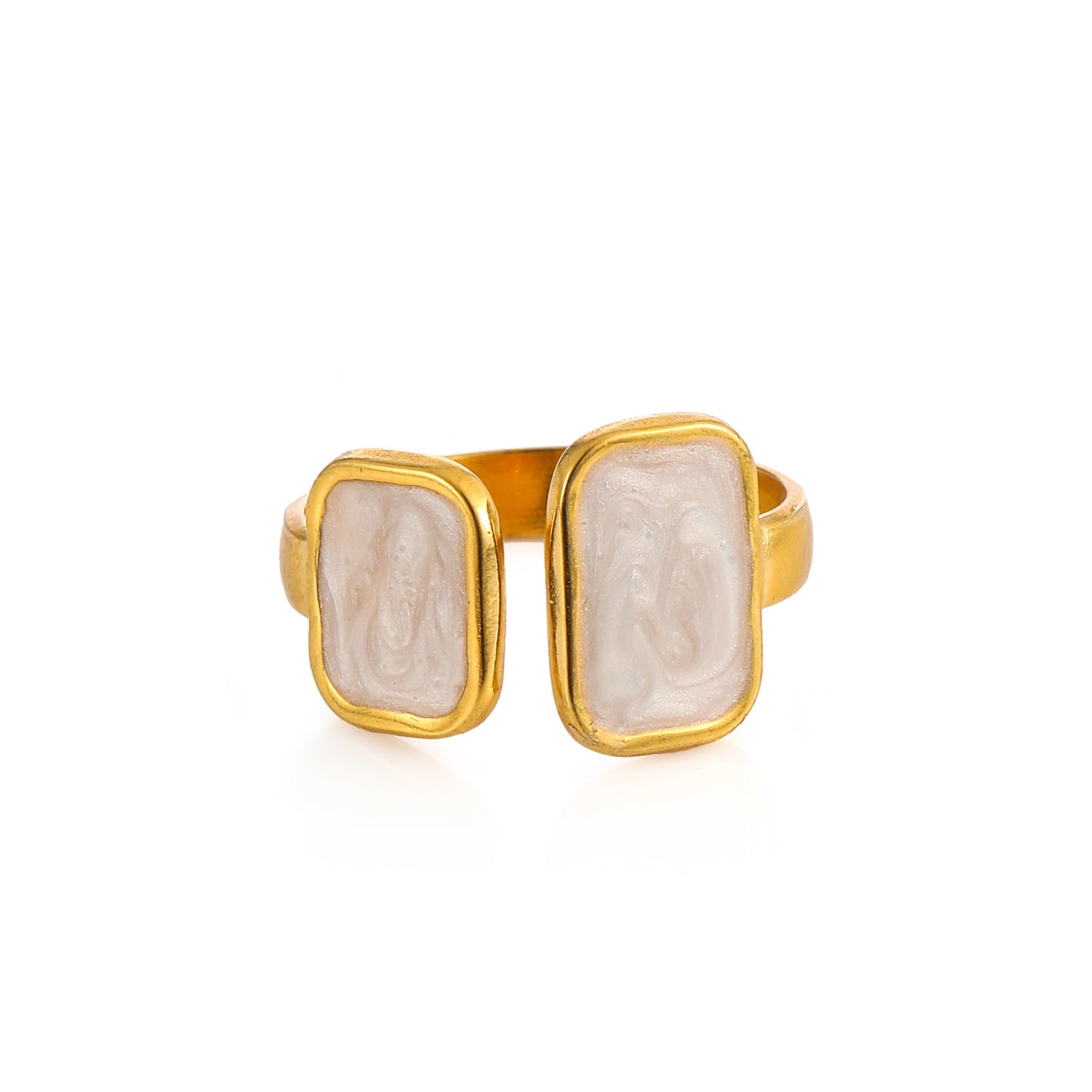 Quadra - Gold-Plated Stainless Steel Open Square Ring